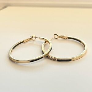 Elegant Gold and Black Hoop Earrings